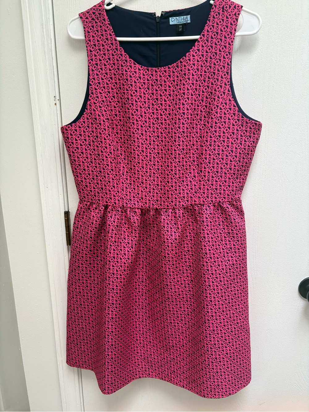 Cynthia Rowley Pink Geometric Sleeveless Fit & Flare Dress - it has pockets!!
